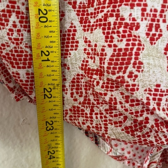White Crow Red Patchwork Tie Front Blouse Button Down Shirt Women’s XS - Picture 6 of 10